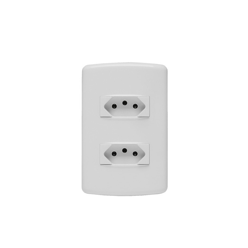 Tomada Dupla de Embutir c/ Placa  - 2P+T 10A 250V - Soprano