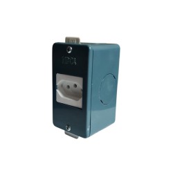 Conjunto Condulete Sobrepor 2/1"-3/4" Cinza - INPOL / Tomada Simples 10A Ilumi-