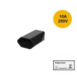 Plugue Tomada Fêmea 2P+T 10A/250V Preto - Mec-Tronic 39055