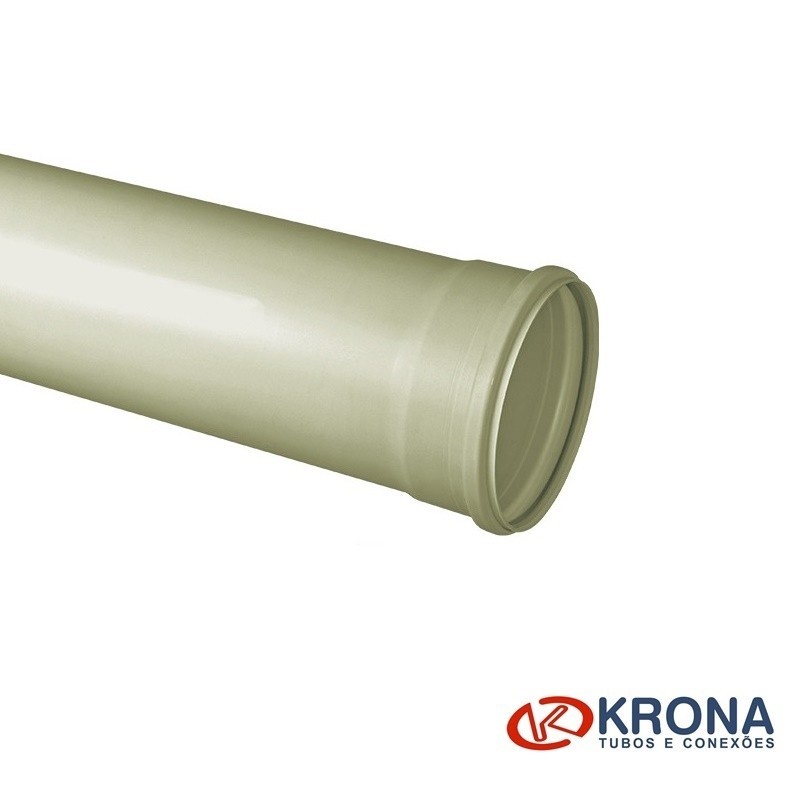 Tubo PVC Esgoto Série Reforçada 100mm 6m Cinza - Krona