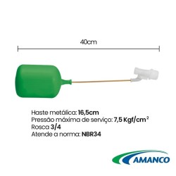 Torneira Boia 3/4 para Caixa D'água - Amanco