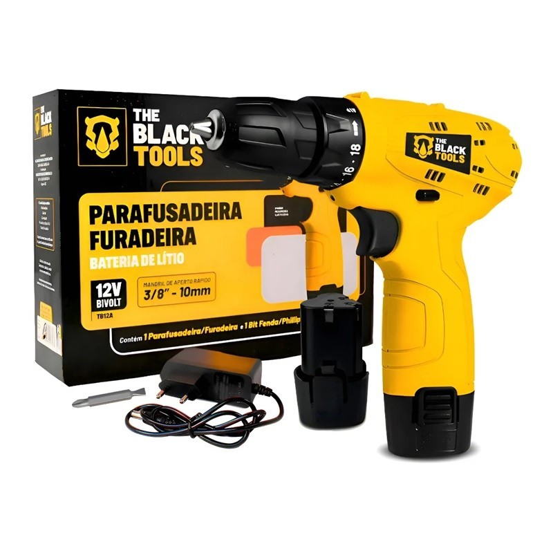 Parafusadeira Furadeira Sem Fio The Black Tools TB12A 3/8 a Bateria