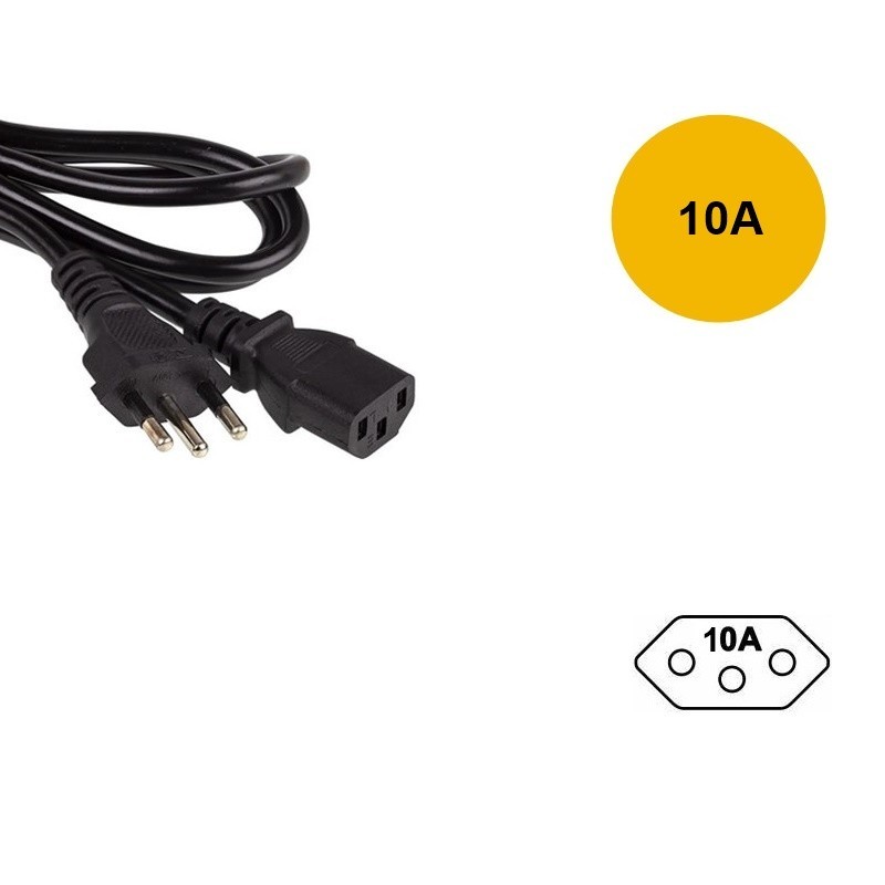 Cabo de Força 10A Tripolar 2,50MM 500V 180° 1,8M - NBR 14136