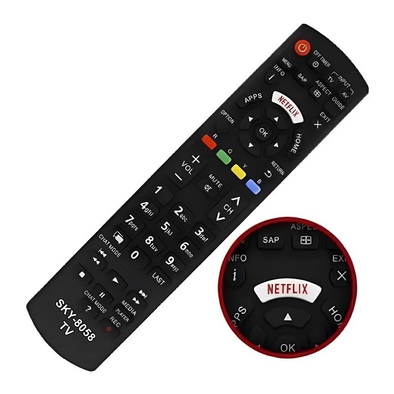 Controle Remoto SKY-8058 Compatível Com TVs Panasonic