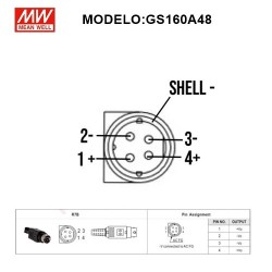 Fonte 48V/160W Chaveada GS160A48-R7B/V0 Alta Eficiência - Mean Well