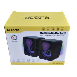 Caixa de Som B-MAX PC/Notebook Com Led RGB USB e P2 BM-S207