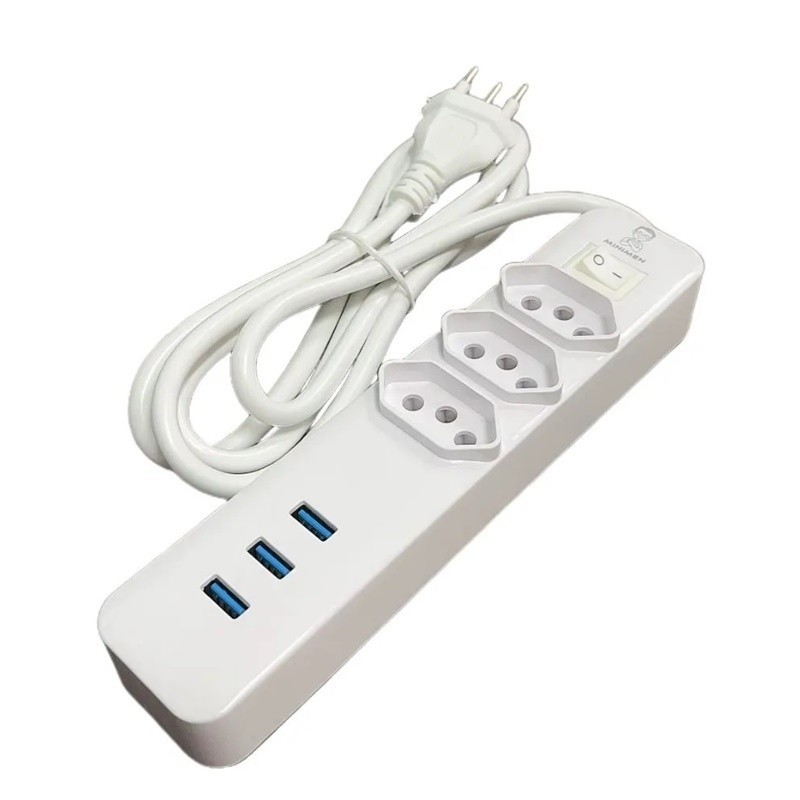 Extensao Filtro de Linha Multifuncional Antiestática 110V/220V USB - MINIMEN
