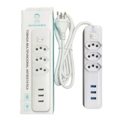 Extensao Filtro de Linha Multifuncional Antiestática 110V/220V USB - MINIMEN