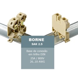 Conectores Borne Passagem 2.5 mm²  25A/800V  SAK 2.5 EN - CONEXEL