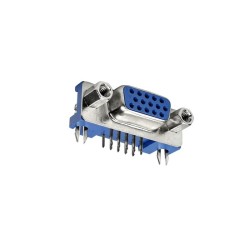 Conector VGA Solda 90 Graus Azul Perfil Baixo
