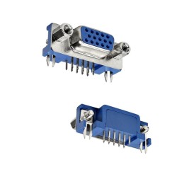 Conector VGA Solda 90 Graus Azul Perfil Baixo