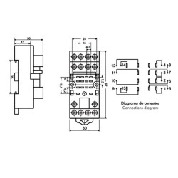 Base Suporte PRT5 Para Relé TNA2 E TNA4 8/14 Pinos - METALTEX