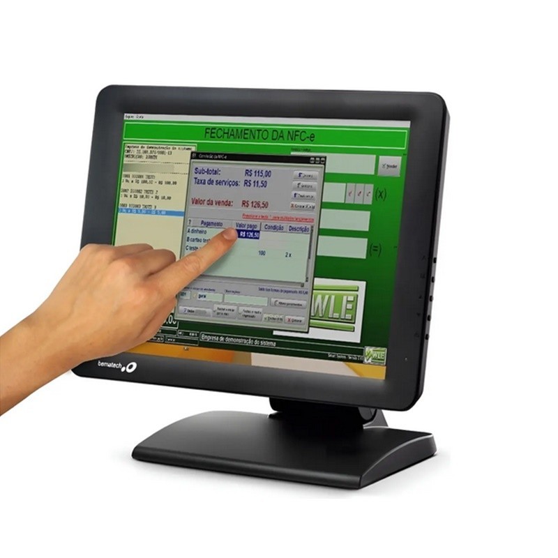 Monitor Touch Screen 15 Polegadas 110V/220V Preto - Bematech MT5XXX