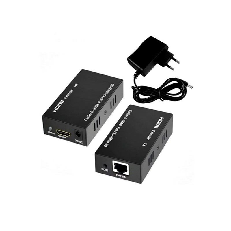 Extensor HDMI 60 Metros Via Cabo Rede Cat6 3d 1080 Full HD