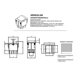 Interruptor Tecla Liga/Desliga Bipolar 10A C/ Iluminação 29.223 Margirius