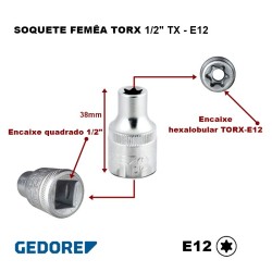 Soquete Torx Femêa E12 - GEDORE