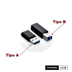 Cabo para Impressora 1,80 metros 3.0 USB - A Macho x USB-B Macho