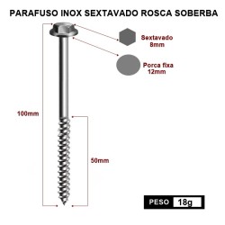 Parafuso Sextavado 100mm Inox Rosca Soberba