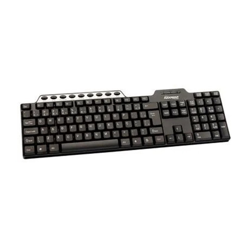 Teclado Multimídia USB Prata/Preto Maxprint -608054