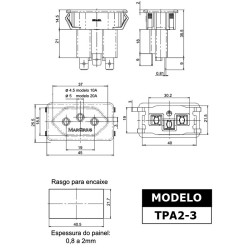 Tomada 10A Para Gabinete Metálico/Aparelho - Margirius TPA
